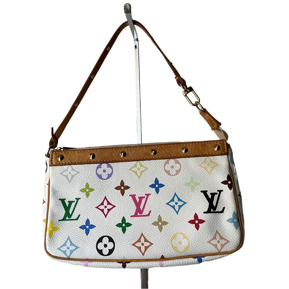 Louis Vuitton x Takashi Murakami White Multicolour Monogram Pochette